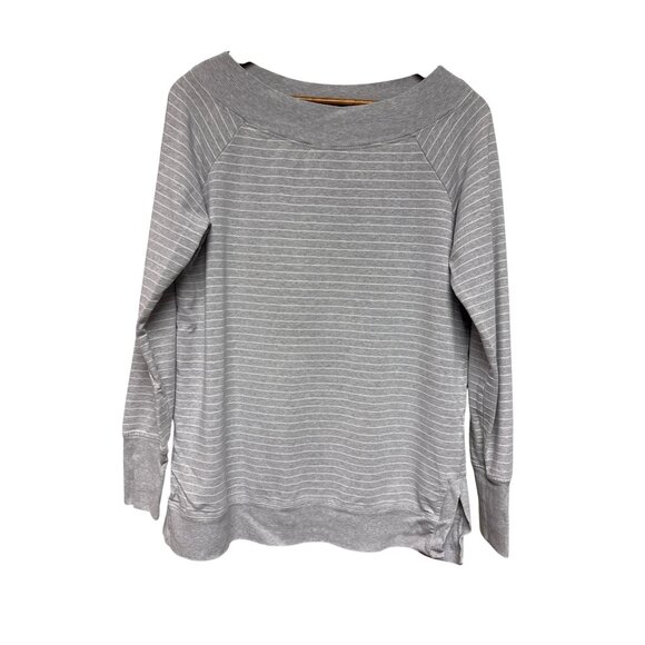 A Pea in the Pod Women's Maternity Sweatshirt Long Sleeve Grey Stripe Medium - Picture 1 of 10